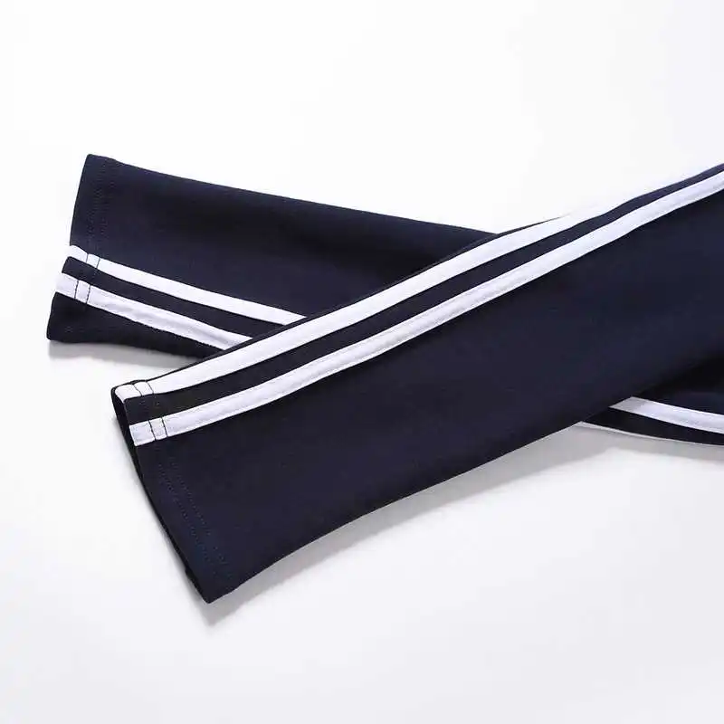 navy blue stripe Женские леггинсы в полоску из смешанного хлопка, Повседневная Уличная одежда для активного отдыха, однотонные штаны, женские Стрейчевые облегающие леггинсы, брюки - Цвет: navy blue stripe
