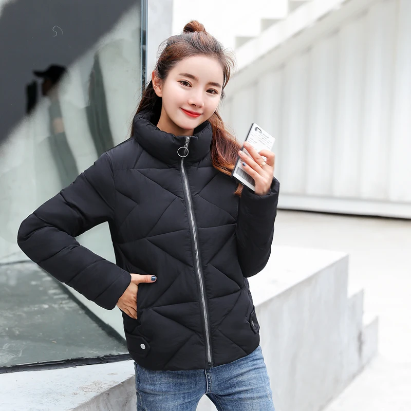Winter Jackets Women 2018 Warm Coats Mandarin Collar Down Cotton Parkas Slim Female Short outerwear | Женская одежда
