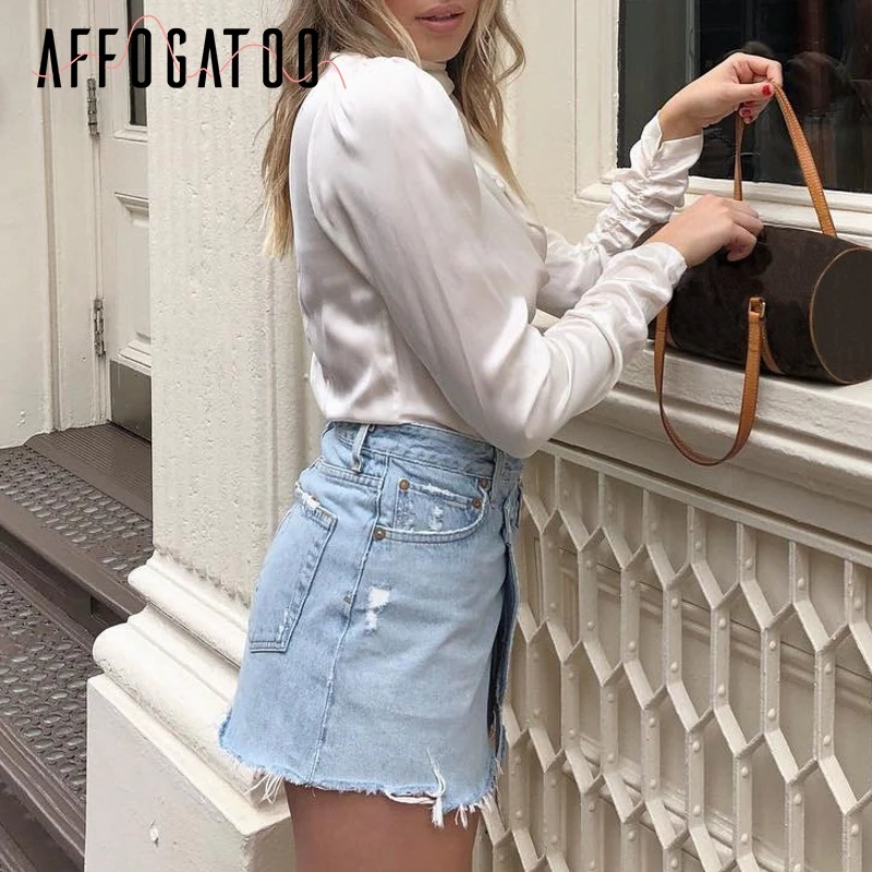 Женская мини юбка afogatoo летняя с высокой талией 2019|Женские юбки| |
