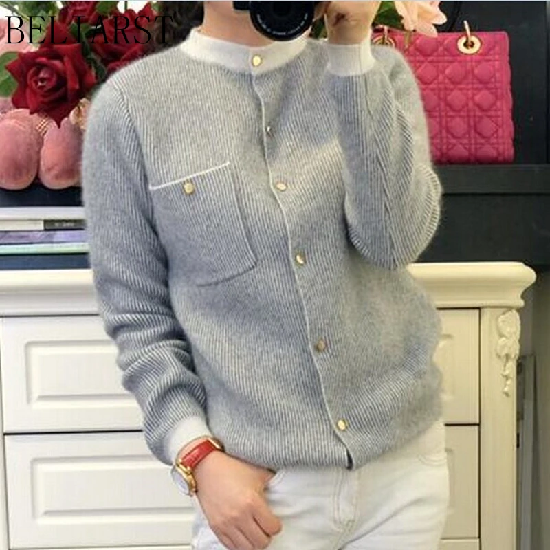 Кардиган женский кашемировый с круглым вырезом |