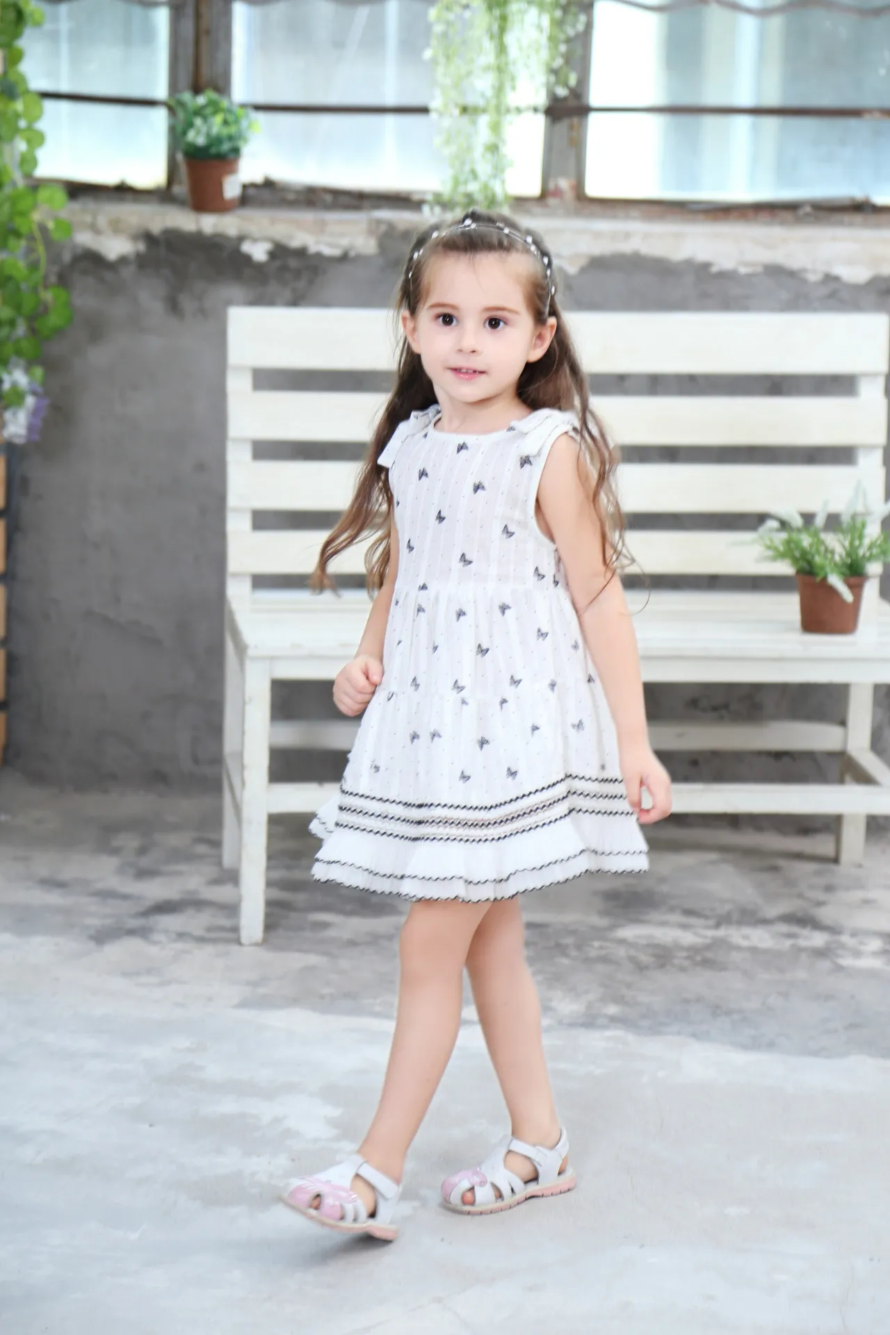 Korean version of the explosion girl butterfly dress cotton jacquard princess casual holiday kids wear | Детская одежда и обувь