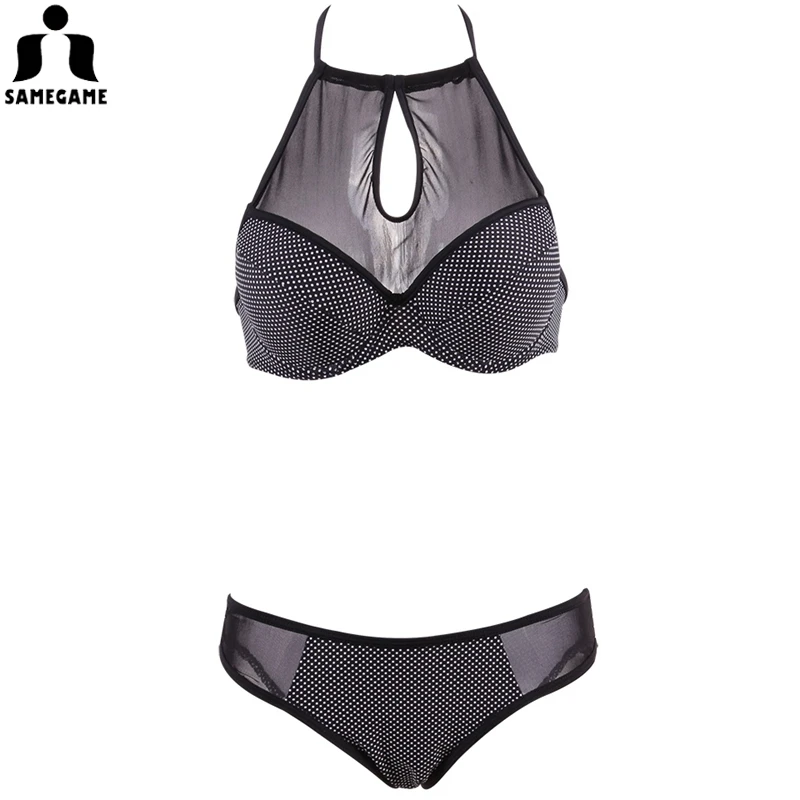 Женский купальник в горошек SAMEGAME бразильский купальник-бикини пуш-ап с лямкой на