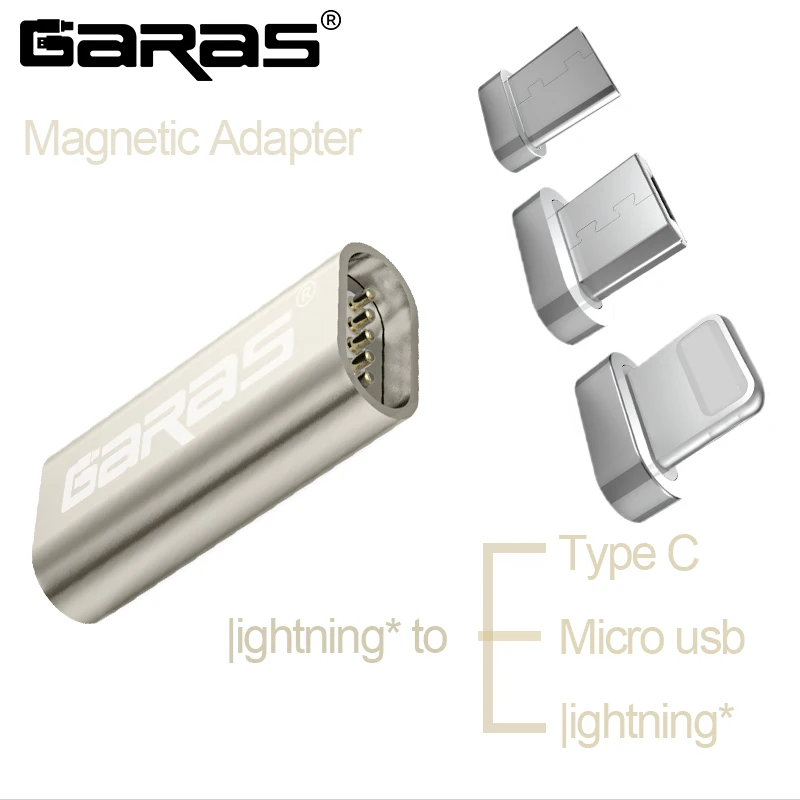 Магнитный адаптер GARAS для Type C/Micro USB Android 3 в 1 кабель передачи данных конвертер на