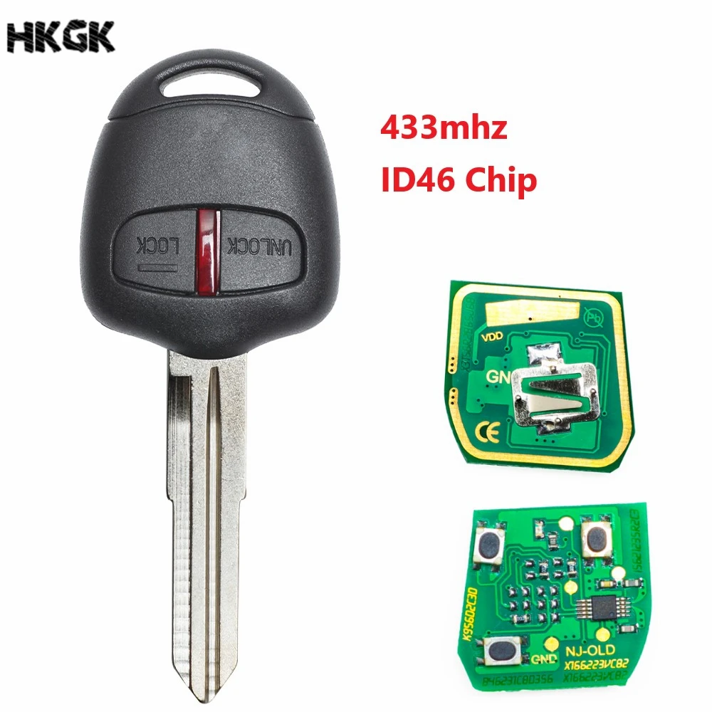 Дистанционный брелок для ключей 2 кнопки для Mitsubishi 433Mhz чип-транспондер ID46 для Mitsubishi L200 Shogun Pajero Triton брелок для ключей MIT11