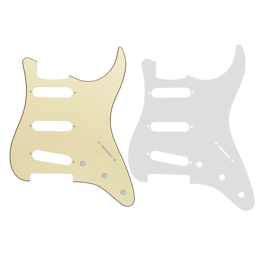 Крем 3Ply NO Side гитара отверстия Pickguard Strat SSS + Прозрачный шаблон для