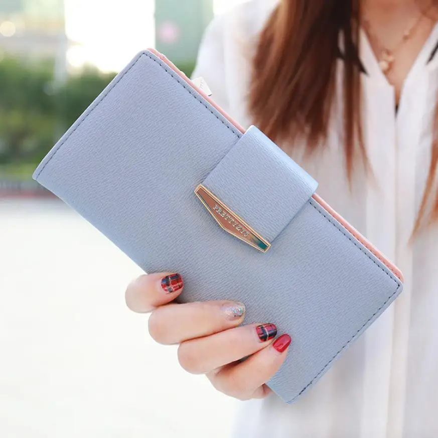 Женские кошельки двойной кожаный кошелек-клатч с отделением для карт Длинный