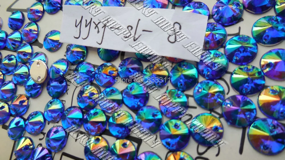 

400 шт. уникальные синие акриловые бусины AB 8 мм, Пришивные круглые стразы, бусины россыпью, камни, искусственные кристаллы