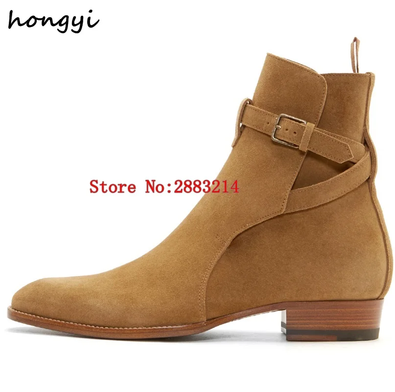 Мужские ботинки челси кожаные ботильоны с пряжкой модные трендовые вечерние