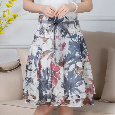 Женская летняя юбка с цветочным принтом повседневные юбки оборками женские лето