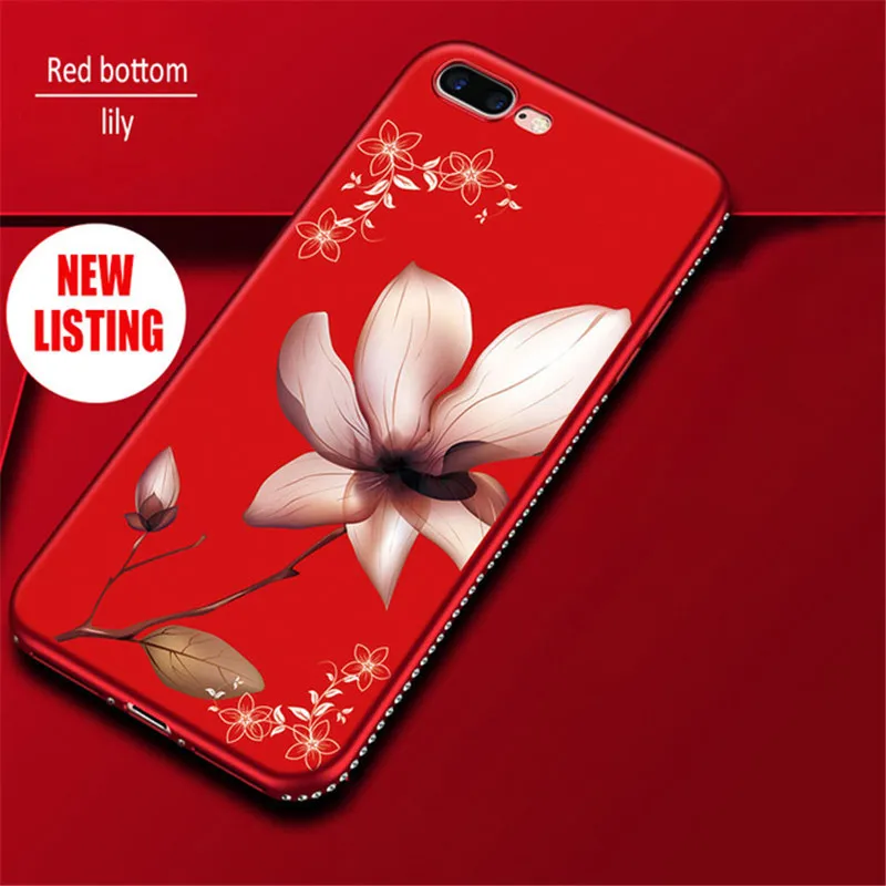 For iPhone XS Max XR X Flower Diamond Phone Case Luxury Cover Capa on for 6 6s 7 8 Plus Soft Silicone On funda capas |