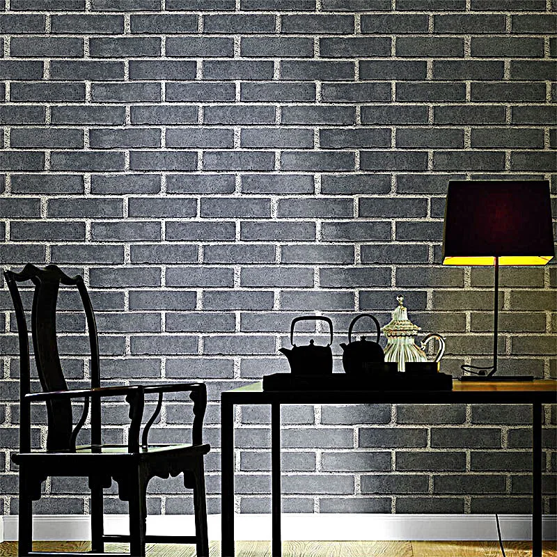 

Wallpapers Youman Rustic Vintage 3D Faux Brick Roll Vinyl PVC Stone WallPaper For Restaurant Cafe Decor Yellow Red Black Grey