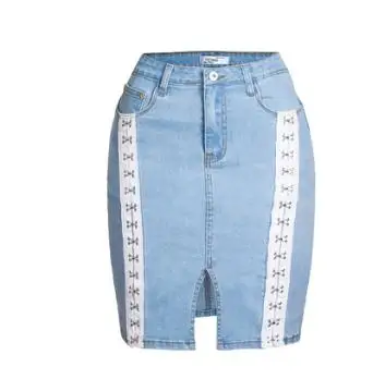 Женские облегающие джинсы черные/светло-синие с заклепками и открытой пряжкой K992