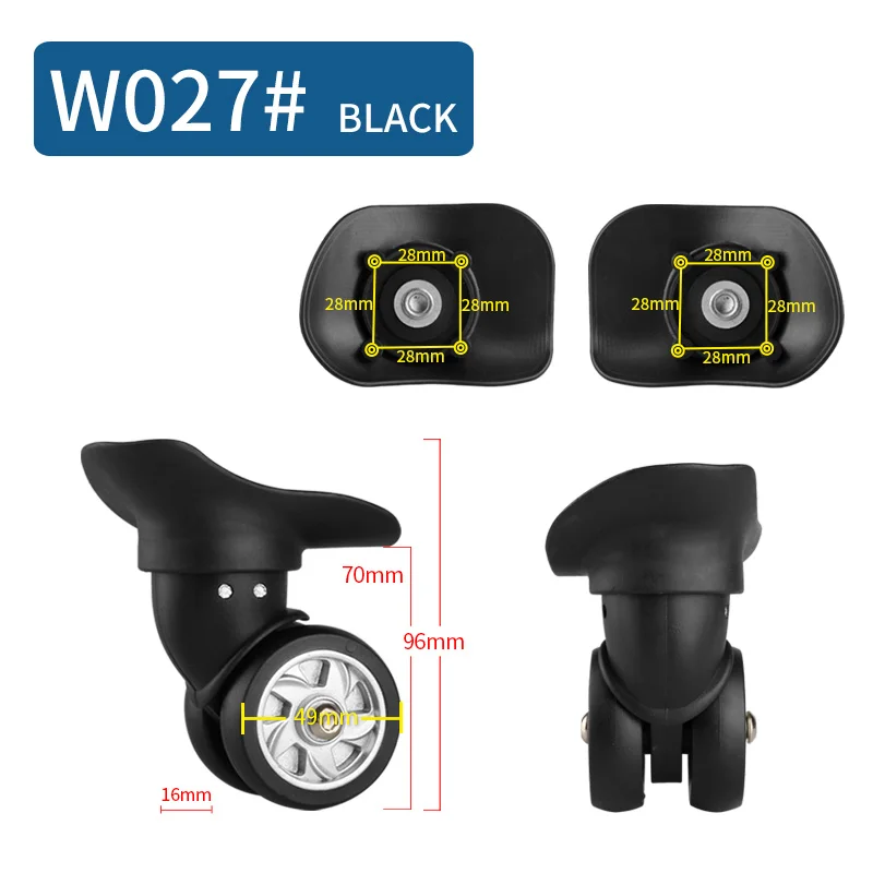 W027(2 Wheels)Black 14-30 дюймов Чехол для костюма на колесиках, универсальные аксессуары для багажа, чехол для костюма на колесиках, запчасти, высокое качество, чехол на колесиках, ролики - Цвет: W027(2 Wheels)Black