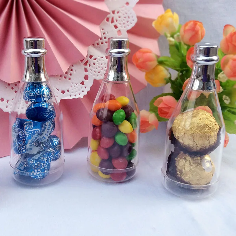 Бутылка для шампанского прозрачная пластиковая коробка конфет с лентой