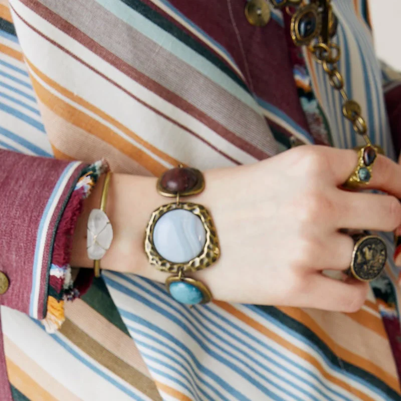 Женские винтажные браслеты LEADERBEADS ZA из разноцветного натурального камня женские