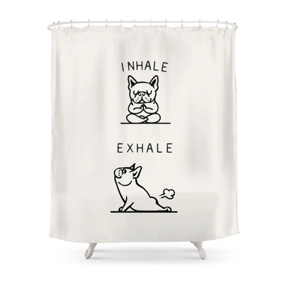 Вдыхающий выдох Frenchie занавески для душа полиэстер ткань Ванная комната