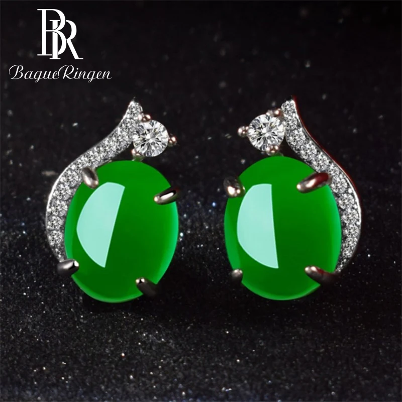 

Begua Ringen 2020 New Design Green 925 Silver Women Earrings Created Emerald Gemstone Fine Charm Jewelry for Women