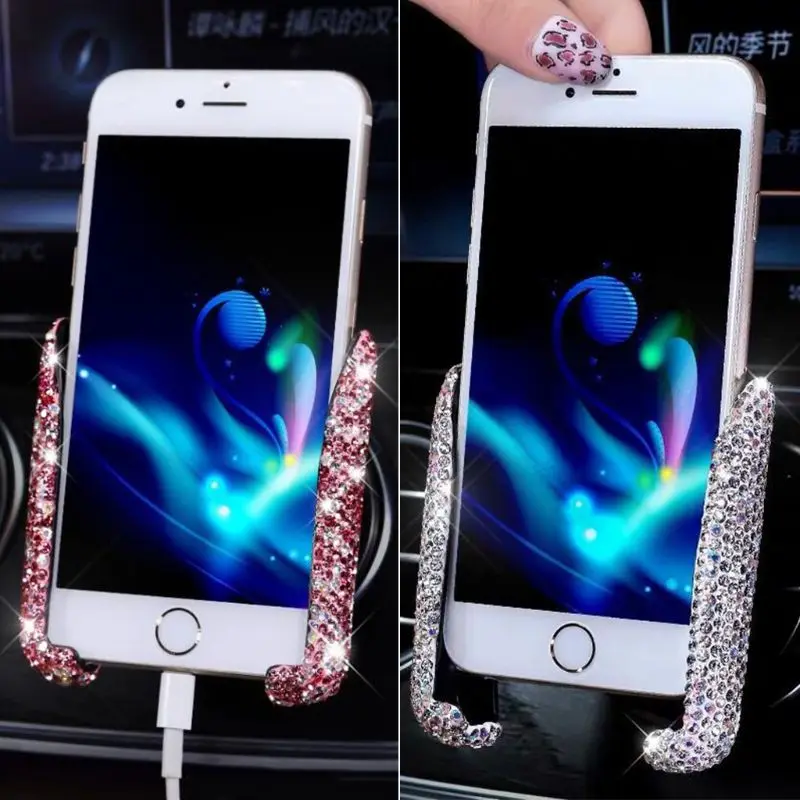 Универсальный держатель для телефона с кристаллами и стразами на вентиляционное