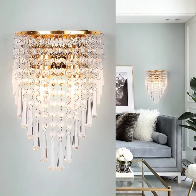 Европа роскошные бра Современный со стразами и металлическими крытый свет жизни