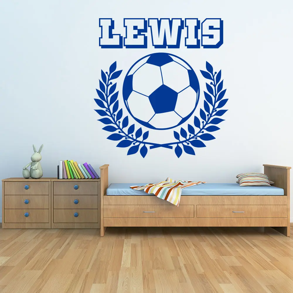 

Personalised Name With Football Wall Stickers Sports Art Decals Decor Kids Boys Room Perfect Quality Wallpaper Mural SA344