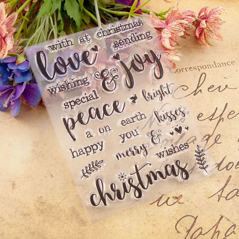 

Love Christmas Letters Transparent Clear Stamps Silicone Seal for DIY Scrapbooking Card Making Album Decoration Craft Supplies