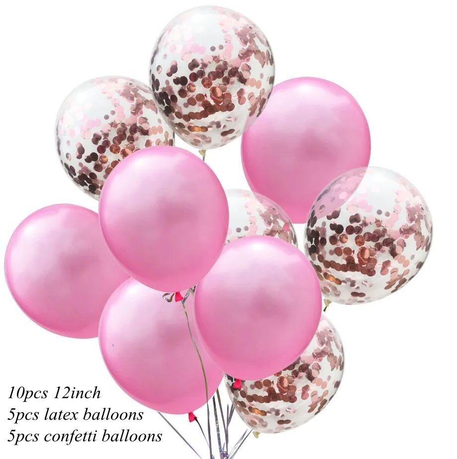 5 RG con 5 pink 1 упаковка 12 дюймов латексные разноцветные воздушные шары с конфетти надувной шар Гелиевый шар для дня рождения свадебные принадлежности - Цвет: 5 RG con 5 pink