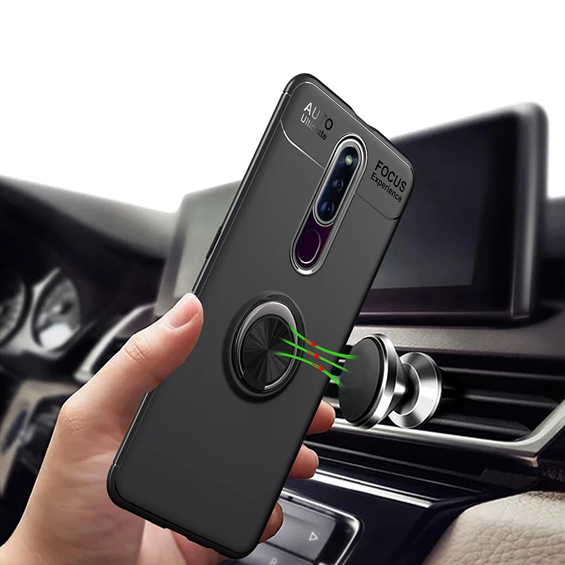 Для Oppo F11 Pro Чехол TPU силиконовый Автомобильный держатель Подставка Магнитный