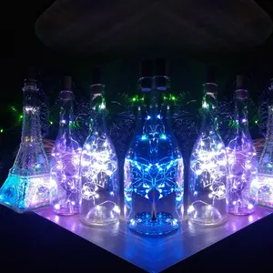 1 м, 10 светодиодный, 2 м, 20 светодиосветодиодный, стеклянная светодиодная гирлянсветильник для вина, пробка для бутылки вина с подсветкой пробсветильник вых ламп, украшение для рождественской вечеринки
