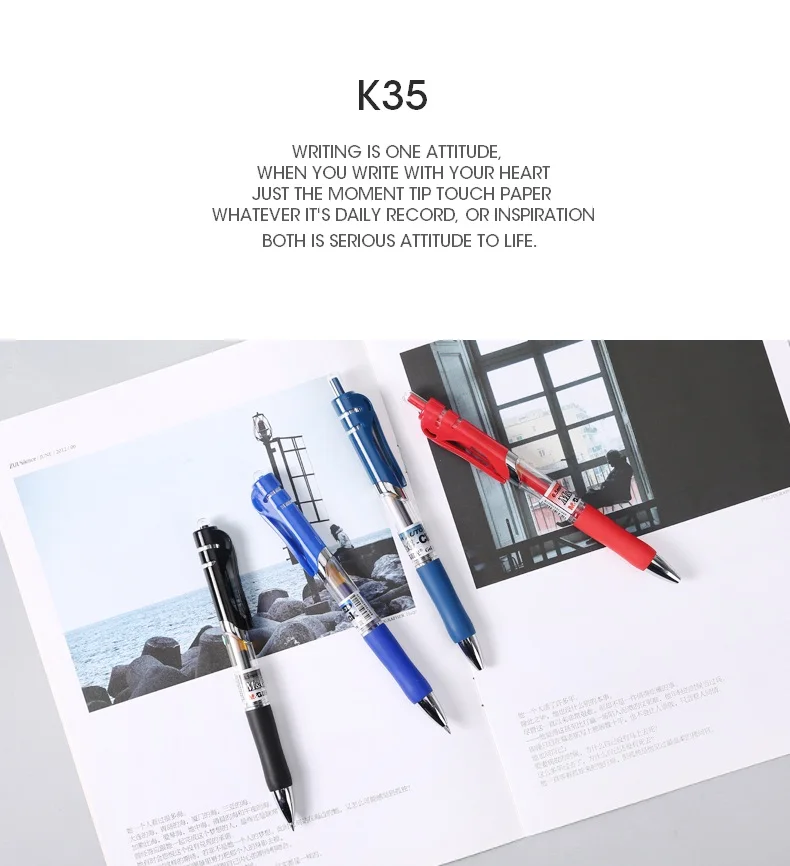 Andstal M& G K35 Выдвижная гелевая ручка 0,5 мм, многоразовые сверхтонкие гелевые ручки, черные/синие/красные/темно-синие чернила, офисные принадлежности, канцелярские принадлежности