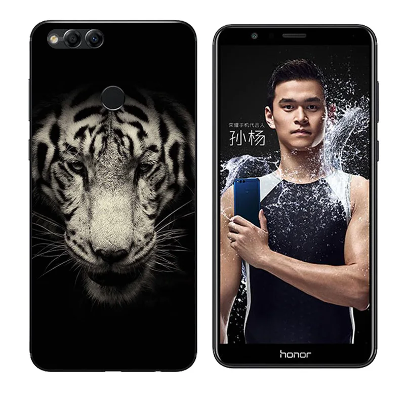 Clear TPU for Honor 7X Back Phone Cover Soft Silicone Huawei honor Botanic Printing Cases 5.93&quot Fundas |