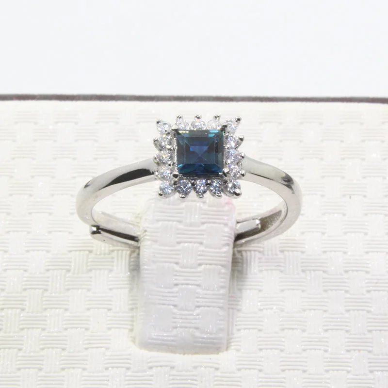 CoLife Jewelry Natural Sapphire Ring for Engagement 4mm Princess Square Cut Silver 925 | Украшения и аксессуары
