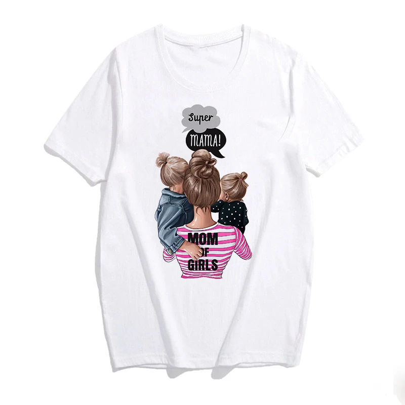Женская футболка LUSLOS Super Mama женская летняя рубашка в Корейском стиле с короткими