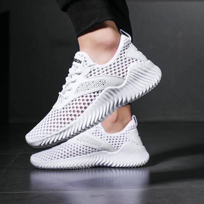 Baideng светильник Серый кроссовки Мужские дышащие Flyknit спортивная обувь для мужчин дешевые летние мужские спортивные туфли zapatillas hombre