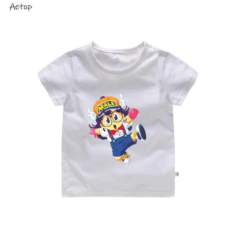 white 1 Детская футболка с принтом Arale летние топы с короткими рукавами для маленьких мальчиков и девочек, детская повседневная футболка 040 - Цвет: white 1