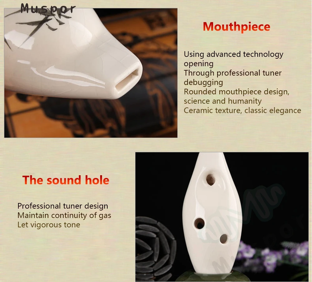Ocarina Flute 6 отверстий Alto C бамбуковый винтажный керамический инструмент лучший
