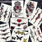 Флеш-браслет с тату-наклейками, цепочки для рук для девочек, любовь, флора, временная татуировка для женщин, большая корона, Бабочка, искусственная голубь