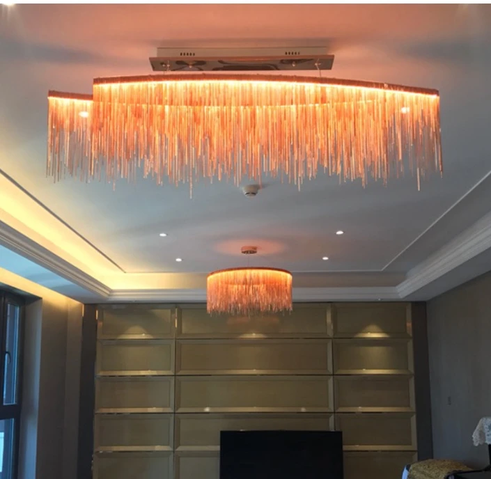 Led Chandelier Living Room Chandeliers Art Lighting Modern Aluminum Chain Lamp Luxury Bedroom Light Dining Hotel | Лампы и освещение