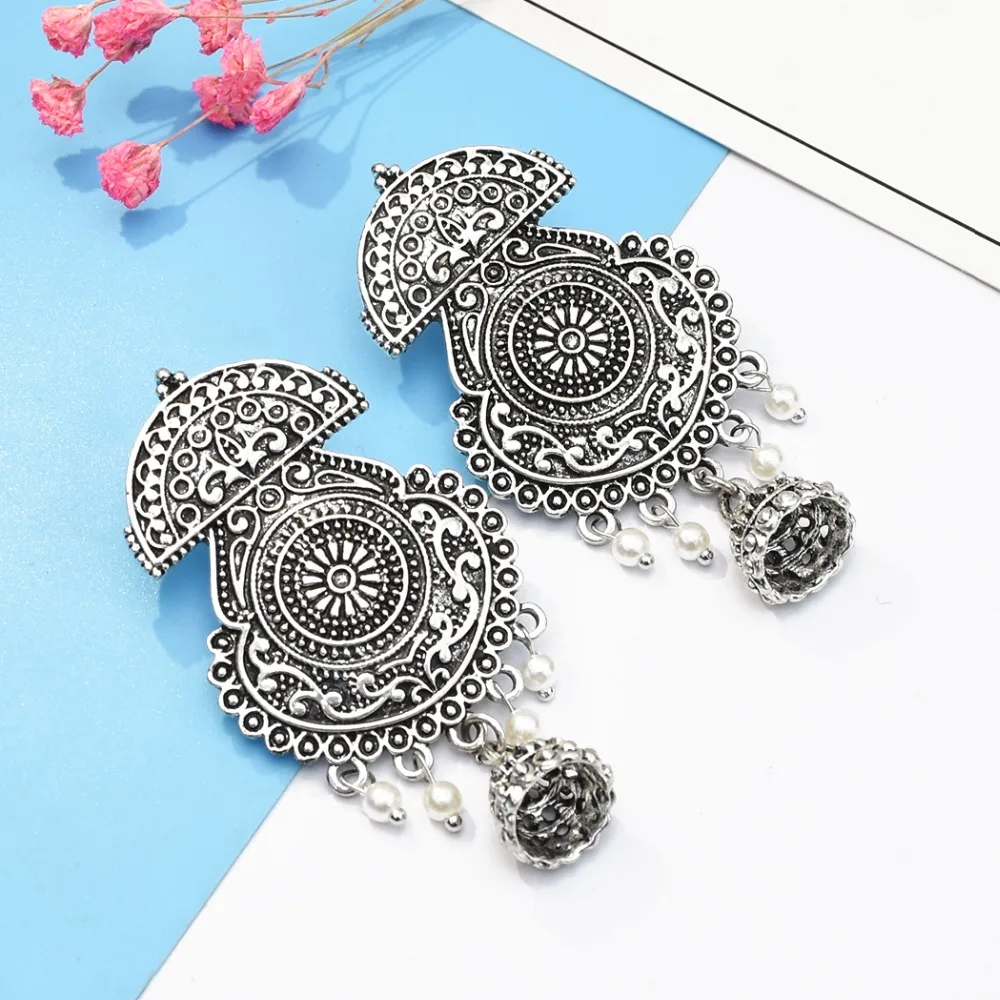 Индийские Винтажные висячие серьги ювелирные изделия Jhumka Tribal кисточка золотого