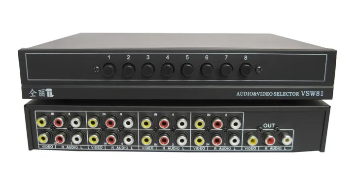 8 портовый Видео Аудио Переключатель AV RCA переключатель в 1 с ручным