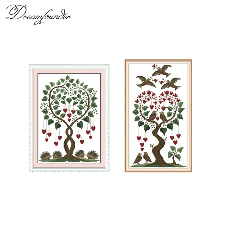 

Love tree cross stitch kit aida 14ct 11ct count print canvas stitches embroidery DIY handmade needlework