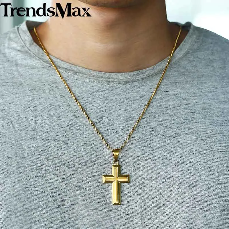 Trendsmax подвеска в виде религиозного Креста ожерелье для мужчин и женщин резные