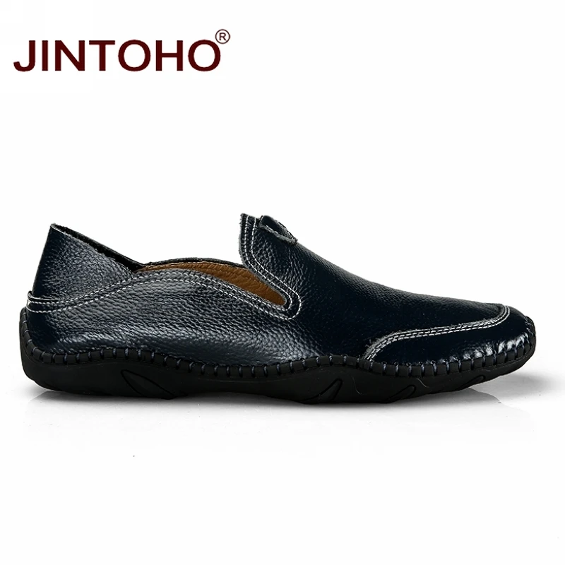 JINTOHO/большие размеры; Мужская обувь из натуральной кожи; повседневные кожаные лоферы без шнуровки; Брендовые мужские водонепроницаемые мокасины; мужские кожаные мужские туфли-мокасины