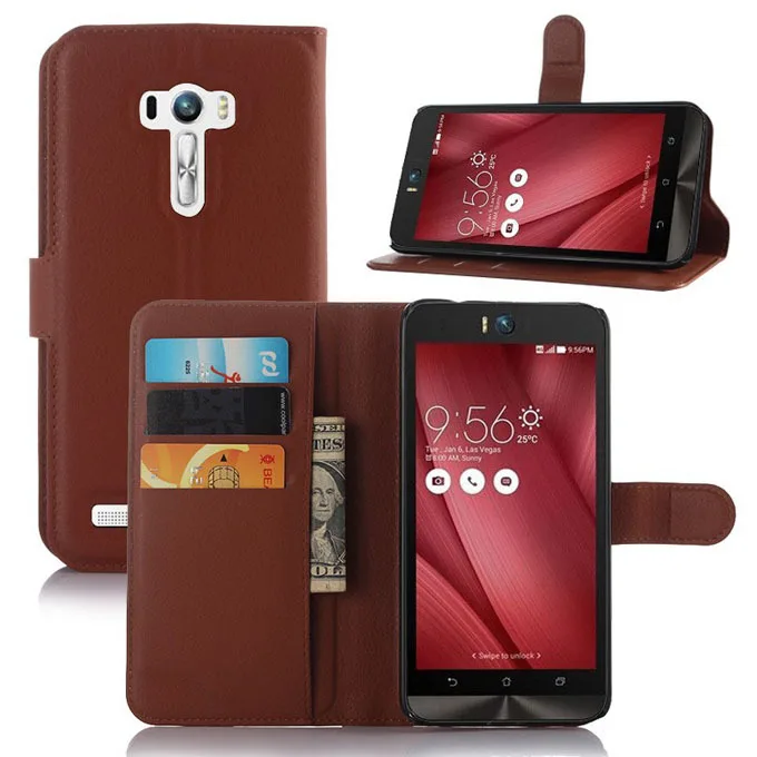 Модный кожаный чехол бумажник с личи для Asus Zenfone Selfie ZD551KL защитный флип телефона