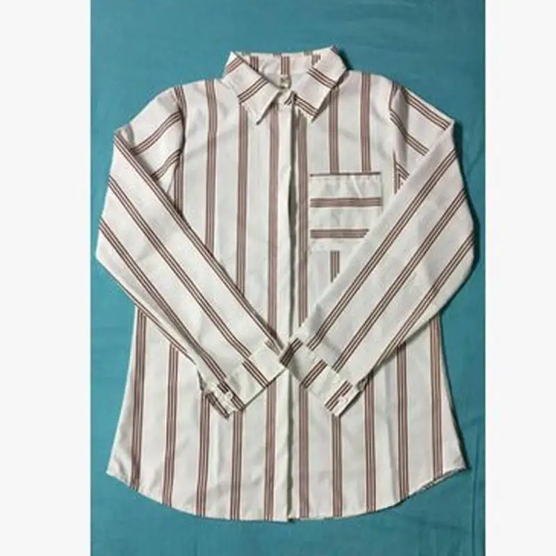 Новая полосатая блузка Топы Для женщин Blusas Свободные Большой Размеры с длинным