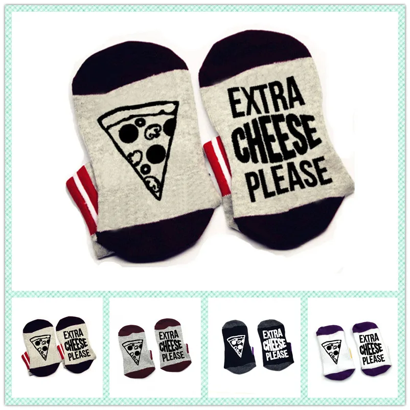 Extra cheese please pizza word on socks lover удобные хлопковые носки унисекс для мужчин и женщин |