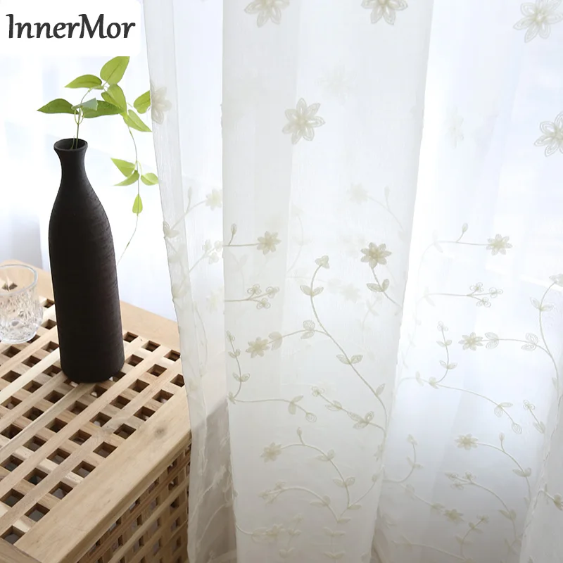 

Innermor белые цветочные шторы для гостиной вышитые шторы для кухни вуаль прозрачные тюль на окна Индивидуальные