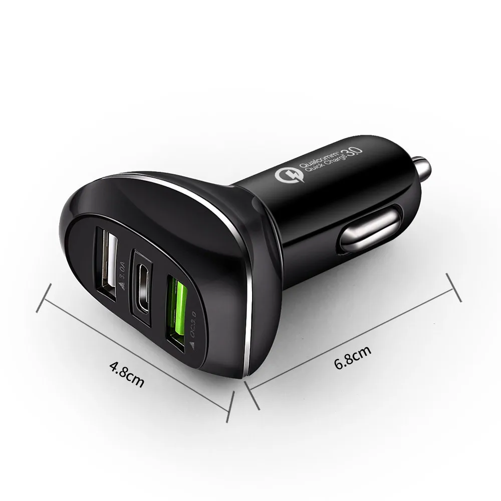 Новый F7 type C автомобиля Зарядное устройство QC 3 0 PD Dual usb Автомобильное 2 Порты и