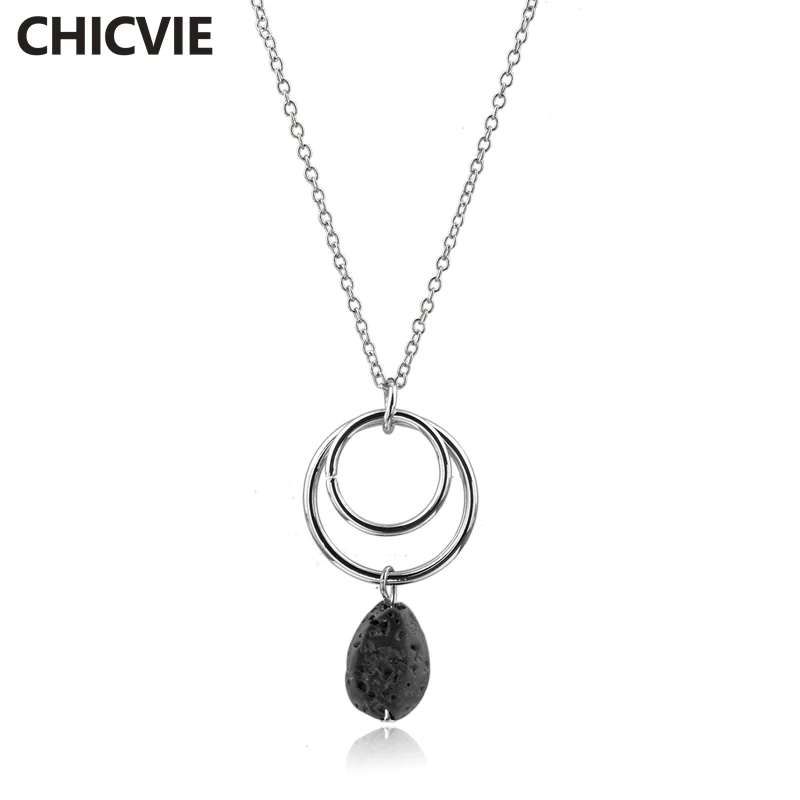 CHICVIE 2018 ожерелье с подвеской в виде двух колец подвеска форме капли воды яркое