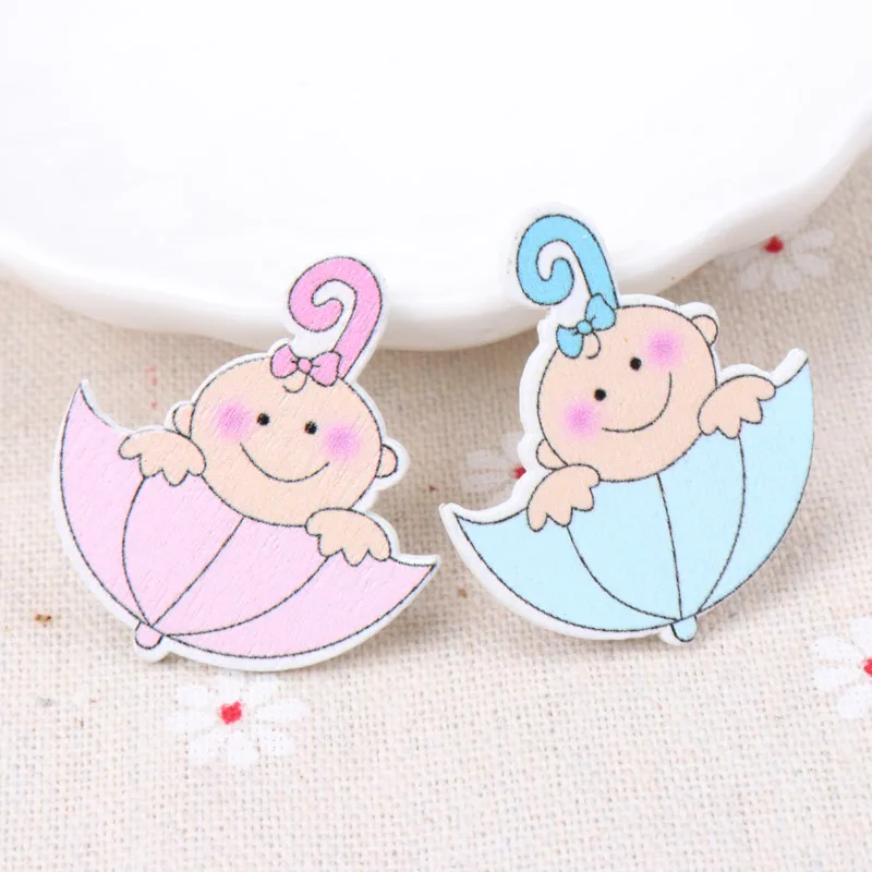 Синий, розовый, девушка и мальчик, картина, дерево, искусство, сделай сам, скрапбукинг, крафтовые аксессуары для детей, без отверстий 20 шт. 35x31 мм