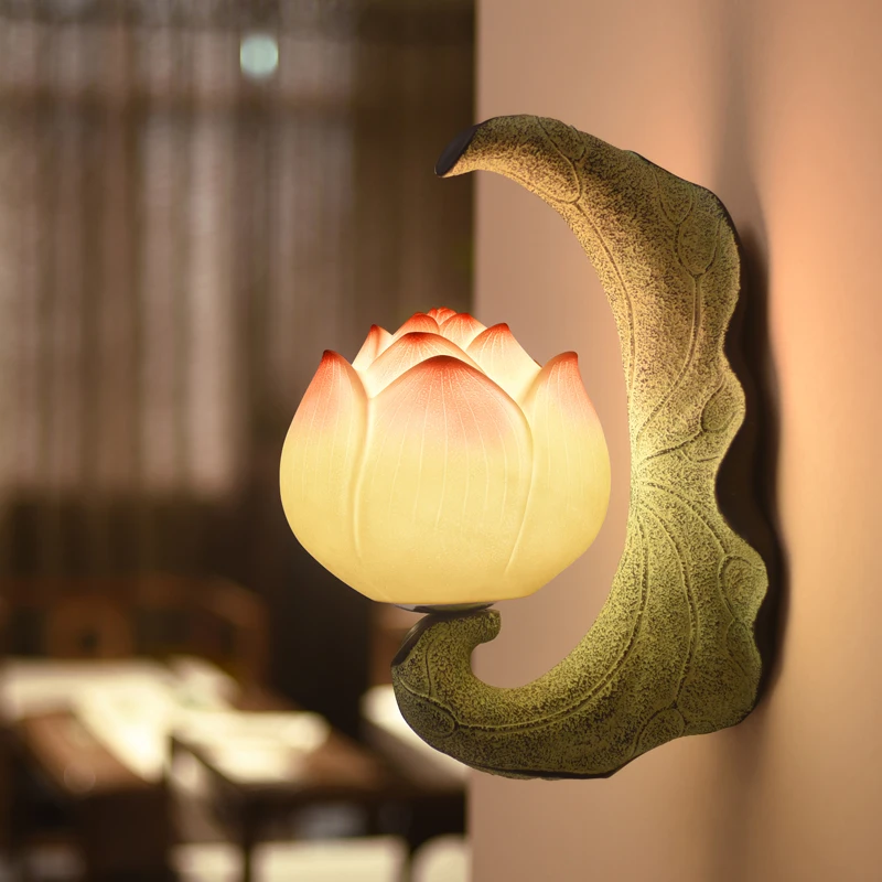 Креативные новые китайские Настенные светильники lotus для ванной комнаты спальни